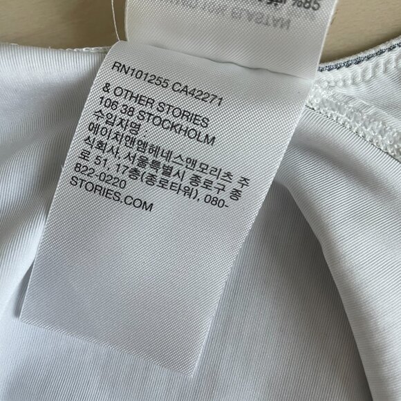 NWT‎ & Other Stories Frilled Pinstripe One Piece Bathing Suit White Blue Size 2 - Picture 10 of 14